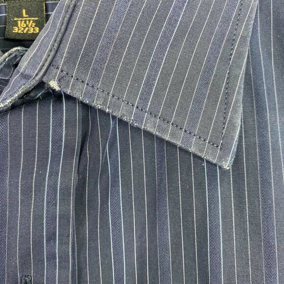 BCBG Maxazria Modern Fit Striped Button Front Up Shirt Top Size Large L Mens - Picture 7 of 8